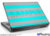 Laptop Skin (Medium) - Psycho Stripes Neon Teal and Gray