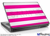 Laptop Skin (Medium) - Psycho Stripes Hot Pink and White