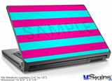 Laptop Skin (Medium) - Psycho Stripes Neon Teal and Hot Pink