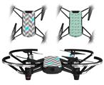Skin Decal Wrap 2 Pack for DJI Ryze Tello Drone Chevrons Gray And Aqua DRONE NOT INCLUDED