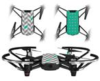 Skin Decal Wrap 2 Pack for DJI Ryze Tello Drone Chevrons Gray And Turquoise DRONE NOT INCLUDED