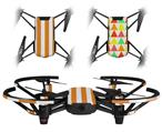 Skin Decal Wrap 2 Pack for DJI Ryze Tello Drone Psycho Stripes Orange and White DRONE NOT INCLUDED