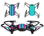 Skin Decal Wrap 2 Pack for DJI Ryze Tello Drone Psycho Stripes Neon Teal and Hot Pink DRONE NOT INCLUDED