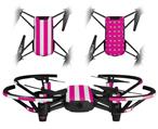 Skin Decal Wrap 2 Pack for DJI Ryze Tello Drone Psycho Stripes Hot Pink and White DRONE NOT INCLUDED