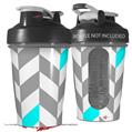 Decal Style Skin Wrap works with Blender Bottle 20oz Chevrons Gray And Aqua (BOTTLE NOT INCLUDED)