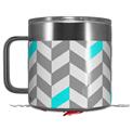 Skin Decal Wrap for Yeti Coffee Mug 14oz Chevrons Gray And Aqua - 14 oz CUP NOT INCLUDED by WraptorSkinz