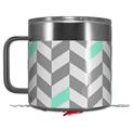 Skin Decal Wrap for Yeti Coffee Mug 14oz Chevrons Gray And Seafoam - 14 oz CUP NOT INCLUDED by WraptorSkinz