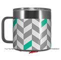 Skin Decal Wrap for Yeti Coffee Mug 14oz Chevrons Gray And Turquoise - 14 oz CUP NOT INCLUDED by WraptorSkinz