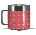 Skin Decal Wrap for Yeti Coffee Mug 14oz Paper Planes Coral - 14 oz CUP NOT INCLUDED by WraptorSkinz