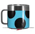 Skin Decal Wrap for Yeti Coffee Mug 14oz Kearas Polka Dots Black And Blue - 14 oz CUP NOT INCLUDED by WraptorSkinz