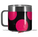 Skin Decal Wrap for Yeti Coffee Mug 14oz Kearas Polka Dots Pink On Black - 14 oz CUP NOT INCLUDED by WraptorSkinz