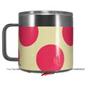 Skin Decal Wrap for Yeti Coffee Mug 14oz Kearas Polka Dots Pink On Cream - 14 oz CUP NOT INCLUDED by WraptorSkinz