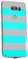 Skin Decal Wrap for LG V30 Psycho Stripes Neon Teal and Gray