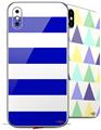 2 Decal style Skin Wraps set for Apple iPhone X and XS Psycho Stripes Blue and White