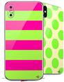 2 Decal style Skin Wraps set for Apple iPhone X and XS Psycho Stripes Neon Green and Hot Pink