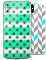2 Decal style Skin Wraps set for Apple iPhone X and XS Kearas Daisies Stripe SeaFoam