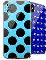 2 Decal style Skin Wraps set for Apple iPhone X and XS Kearas Polka Dots Black And Blue