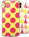 2 Decal style Skin Wraps set for Apple iPhone X and XS Kearas Polka Dots Pink And Yellow