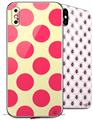 2 Decal style Skin Wraps set for Apple iPhone X and XS Kearas Polka Dots Pink On Cream