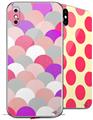 2 Decal style Skin Wraps set for Apple iPhone X and XS Brushed Circles Pink