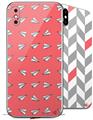 2 Decal style Skin Wraps set for Apple iPhone X and XS Paper Planes Coral