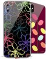 2 Decal style Skin Wraps set for Apple iPhone X and XS Kearas Flowers on Black
