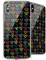 2 Decal style Skin Wraps set for Apple iPhone X and XS Kearas Hearts Black