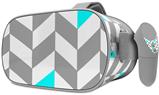 Decal style Skin Wrap compatible with Oculus Go Headset - Chevrons Gray And Aqua (OCULUS NOT INCLUDED)