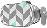 Decal style Skin Wrap compatible with Oculus Go Headset - Chevrons Gray And Seafoam (OCULUS NOT INCLUDED)