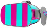 Decal style Skin Wrap compatible with Oculus Go Headset - Psycho Stripes Neon Teal and Hot Pink (OCULUS NOT INCLUDED)