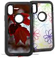 2x Decal style Skin Wrap Set compatible with Otterbox Defender iPhone X and Xs Case - Wet Leaves (CASE NOT INCLUDED)