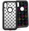 2x Decal style Skin Wrap Set compatible with Otterbox Defender iPhone X and Xs Case - Kearas Daisies Black on White (CASE NOT INCLUDED)