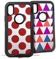 2x Decal style Skin Wrap Set compatible with Otterbox Defender iPhone X and Xs Case - Kearas Polka Dots Brick (CASE NOT INCLUDED)