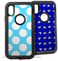 2x Decal style Skin Wrap Set compatible with Otterbox Defender iPhone X and Xs Case - Kearas Polka Dots White And Blue (CASE NOT INCLUDED)