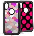 2x Decal style Skin Wrap Set compatible with Otterbox Defender iPhone X and Xs Case - Brushed Circles Pink (CASE NOT INCLUDED)