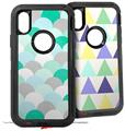 2x Decal style Skin Wrap Set compatible with Otterbox Defender iPhone X and Xs Case - Brushed Circles Seafoam (CASE NOT INCLUDED)