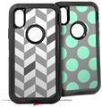 2x Decal style Skin Wrap Set compatible with Otterbox Defender iPhone X and Xs Case - Chevrons Gray And Charcoal (CASE NOT INCLUDED)
