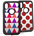 2x Decal style Skin Wrap Set compatible with Otterbox Defender iPhone X and Xs Case - Triangles Berries (CASE NOT INCLUDED)