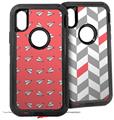 2x Decal style Skin Wrap Set compatible with Otterbox Defender iPhone X and Xs Case - Paper Planes Coral (CASE NOT INCLUDED)