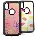 2x Decal style Skin Wrap Set compatible with Otterbox Defender iPhone X and Xs Case - Kearas Flowers on Pink (CASE NOT INCLUDED)
