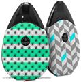 Skin Decal Wrap 2 Pack compatible with Suorin Drop Kearas Daisies Stripe SeaFoam VAPE NOT INCLUDED