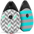Skin Decal Wrap 2 Pack compatible with Suorin Drop Chevrons Gray And Seafoam VAPE NOT INCLUDED