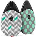 Skin Decal Wrap 2 Pack compatible with Suorin Drop Chevrons Gray And Turquoise VAPE NOT INCLUDED