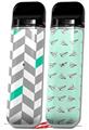 Skin Decal Wrap 2 Pack for Smok Novo v1 Chevrons Gray And Turquoise VAPE NOT INCLUDED