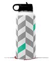 Skin Wrap Decal compatible with Hydro Flask Wide Mouth Bottle 32oz Chevrons Gray And Turquoise (BOTTLE NOT INCLUDED)