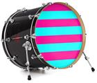 Vinyl Decal Skin Wrap for 22" Bass Kick Drum Head Psycho Stripes Neon Teal and Hot Pink - DRUM HEAD NOT INCLUDED