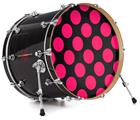 Vinyl Decal Skin Wrap for 22" Bass Kick Drum Head Kearas Polka Dots Pink On Black - DRUM HEAD NOT INCLUDED