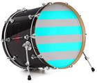 Decal Skin works with most 24" Bass Kick Drum Heads Psycho Stripes Neon Teal and Gray - DRUM HEAD NOT INCLUDED