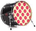 Decal Skin works with most 24" Bass Kick Drum Heads Kearas Polka Dots Pink On Cream - DRUM HEAD NOT INCLUDED