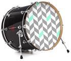 Decal Skin works with most 24" Bass Kick Drum Heads Chevrons Gray And Seafoam - DRUM HEAD NOT INCLUDED